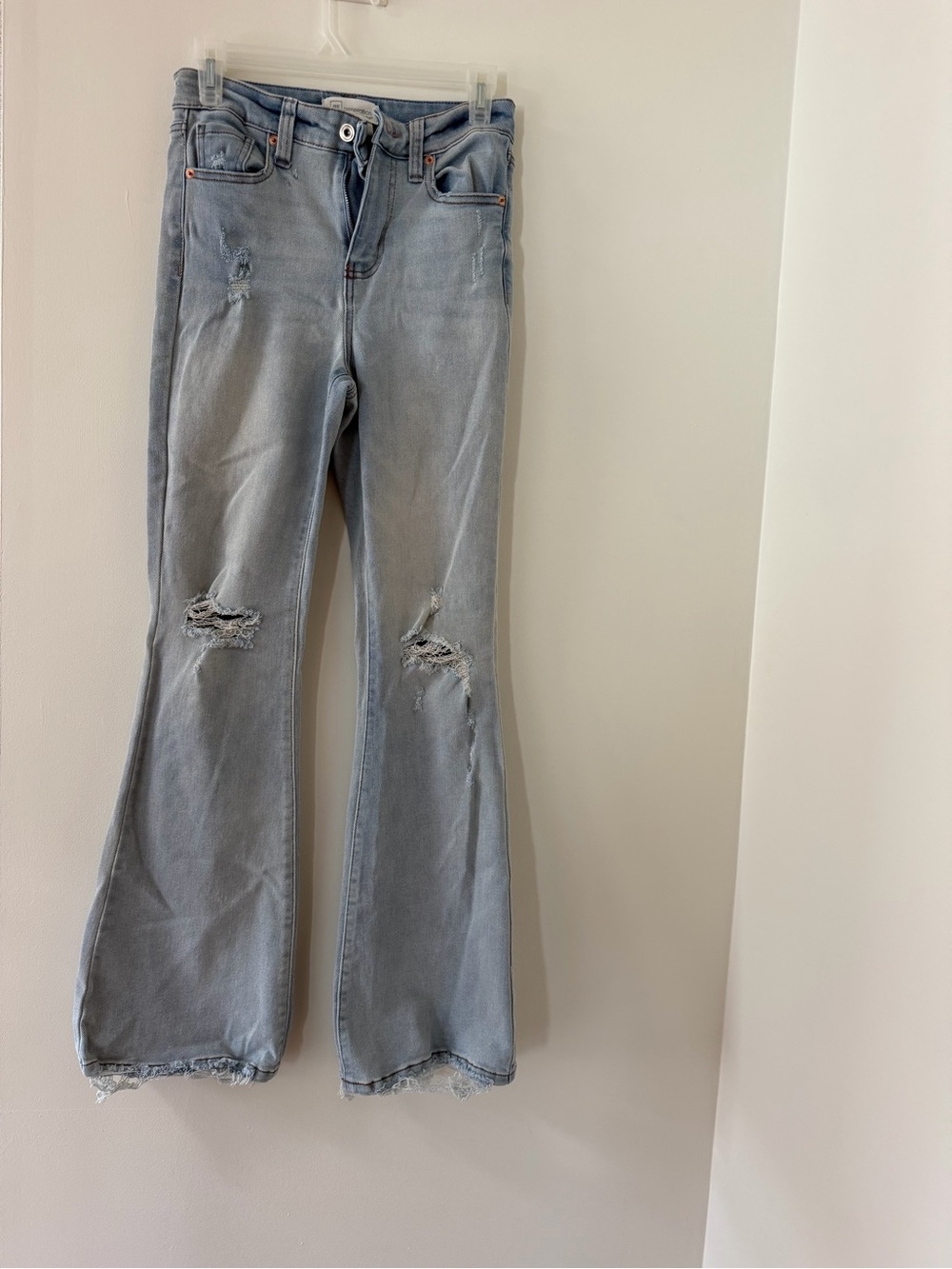 Celebrity Pink Light Blue Distressed Flare Jeans
